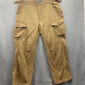 REI Mens Cargo Hiking Cotton Nylon Blend Brown Pants Adjustable Waist Size 40x32